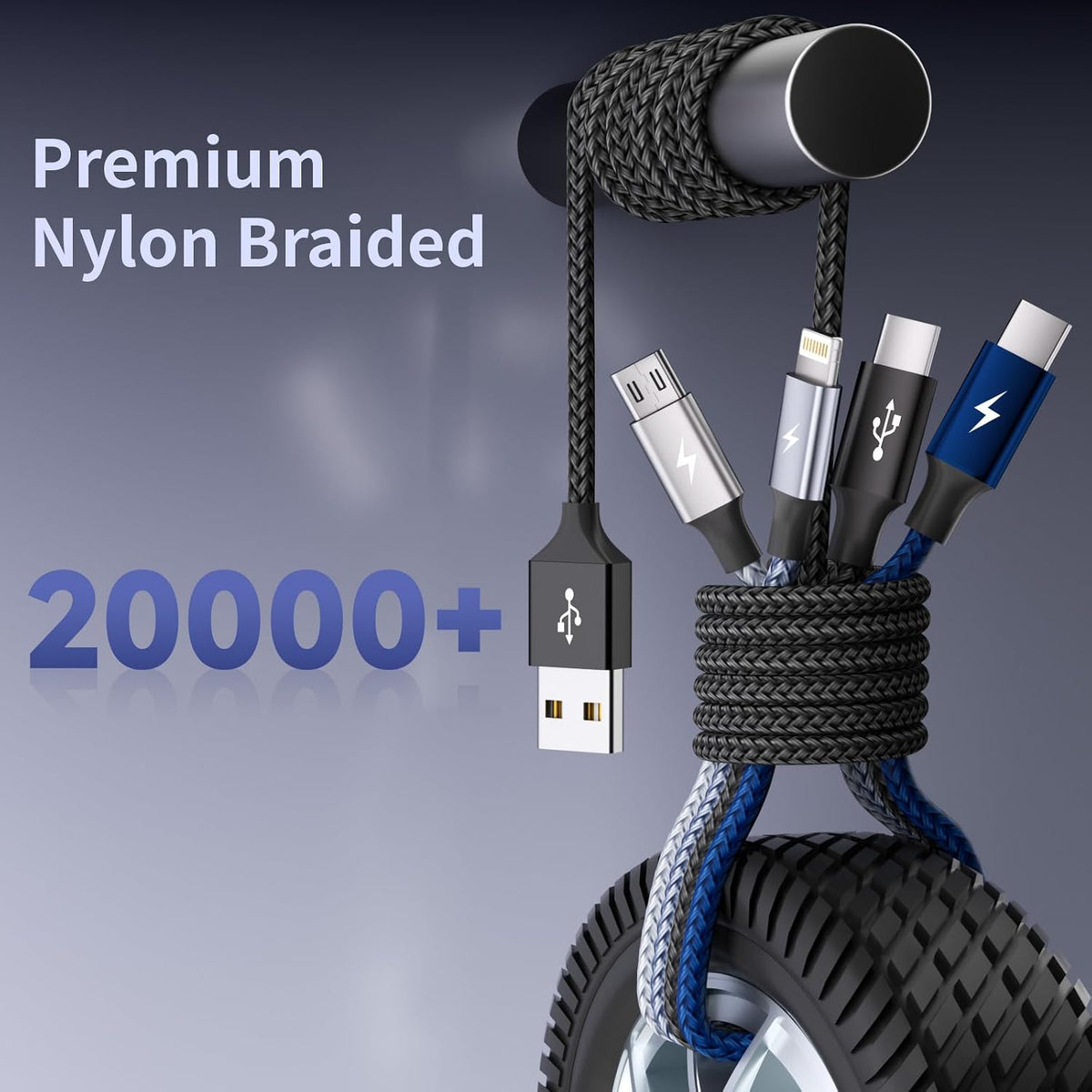 4 in 1 Multi Charging Cable, 5FT Charging Cords for Multiple Devices