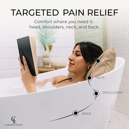 Luxury Bath Pillow for Tub - Thick and Comfortable Bathtub Pillow Support for Head and Neck and Back - Washable Quick-Drying Bath Pillows - Bath Cushion for Home Spa - Fits Any Bathtub - Light Gray