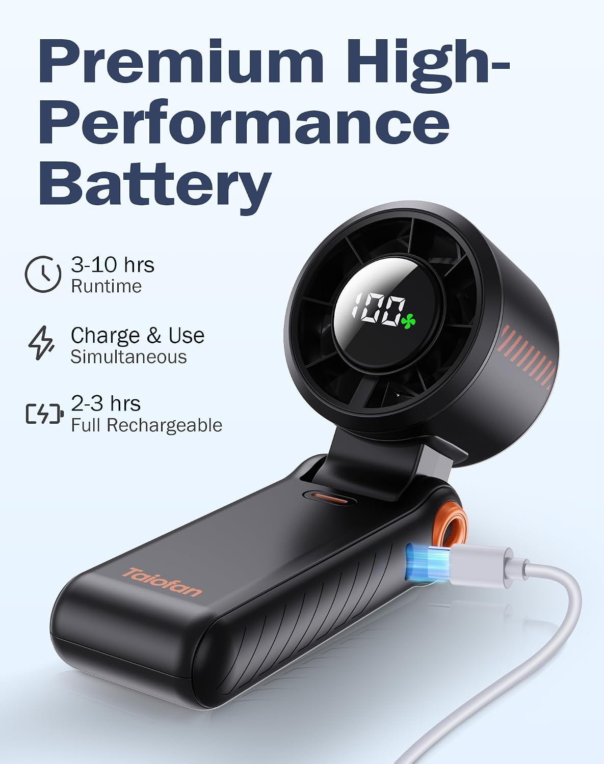 Portable Handheld Fan with Semiconductor Ice Cooling, [Instant Ice Relief], 4000mAh Rechargeable Mini Personal Fan, 5 Speeds, Quiet USB Travel Fan for Outdoor, Commuting, Summer Heat