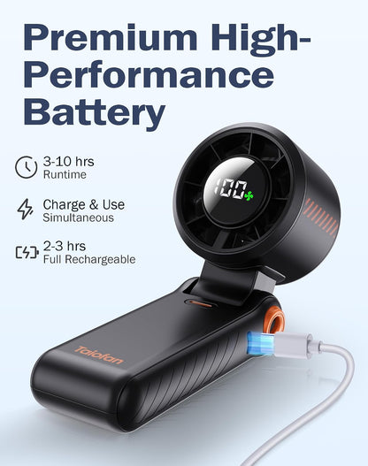 Portable Handheld Fan with Semiconductor Ice Cooling, [Instant Ice Relief], 4000mAh Rechargeable Mini Personal Fan, 5 Speeds, Quiet USB Travel Fan for Outdoor, Commuting, Summer Heat