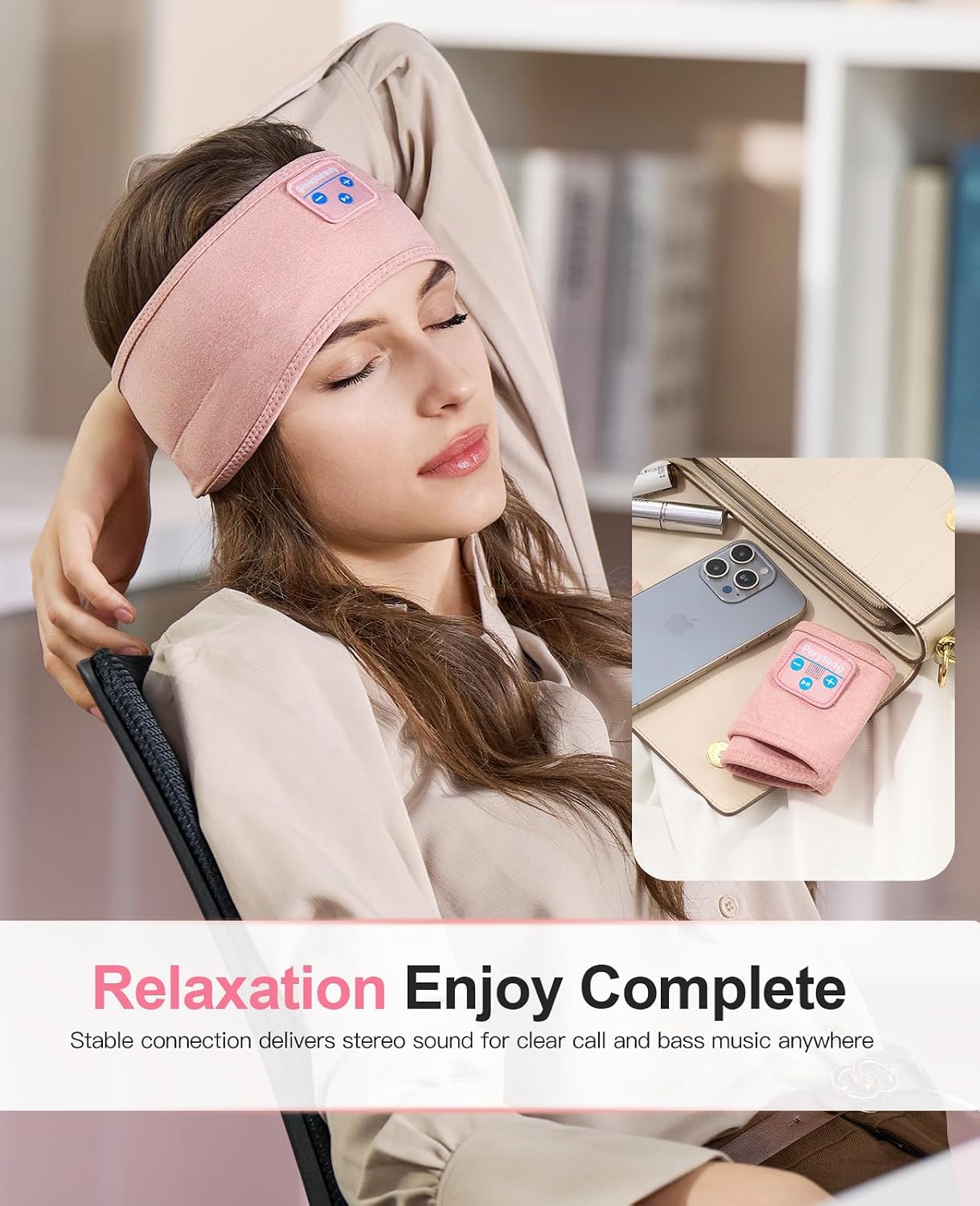 Perytong Sleeping Headphones Bluetooth Headband, Soft Long Time Play Sleeping Headsets with Built in Speakers Perfect for Workout,Running,Yoga,Travel, Darkgray