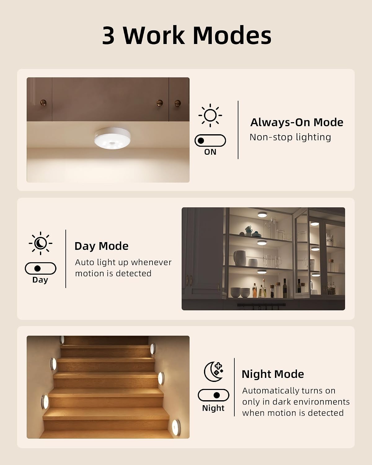 EZVALO RGB Under Cabinet Puck Lights with Remote, Motion Sensor Lights