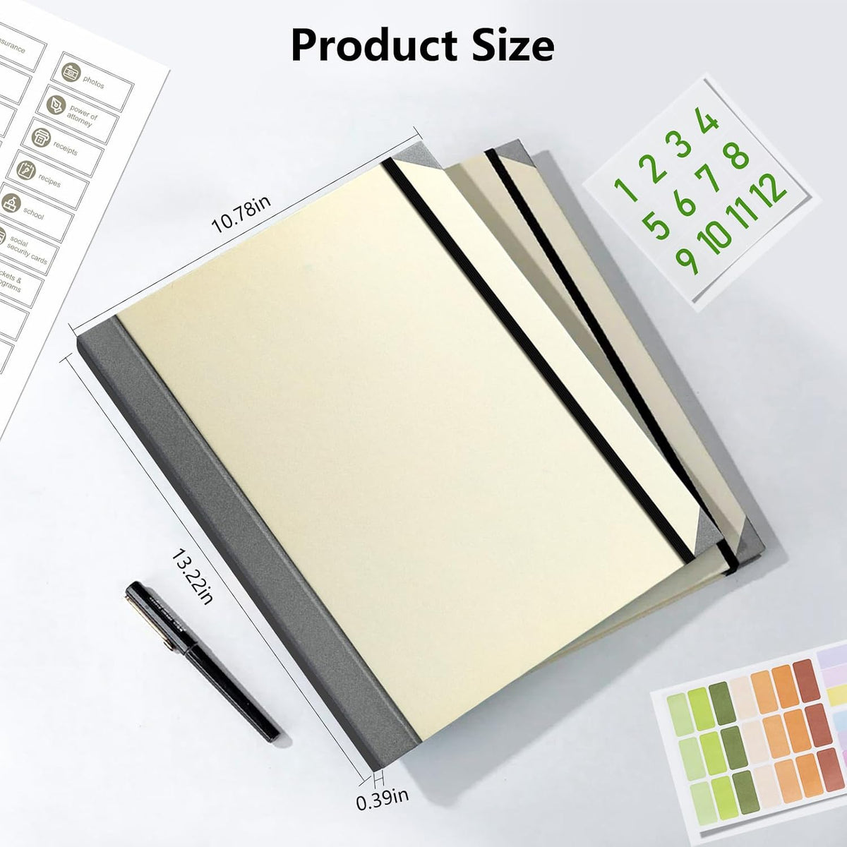 Document Organizer, File Folder with Labels and Pockets, Expanding Storage Folder for Important Papers, Emergency Binder, Birth Certificates and Letters, Ideal for Home Files Organization (Blue)