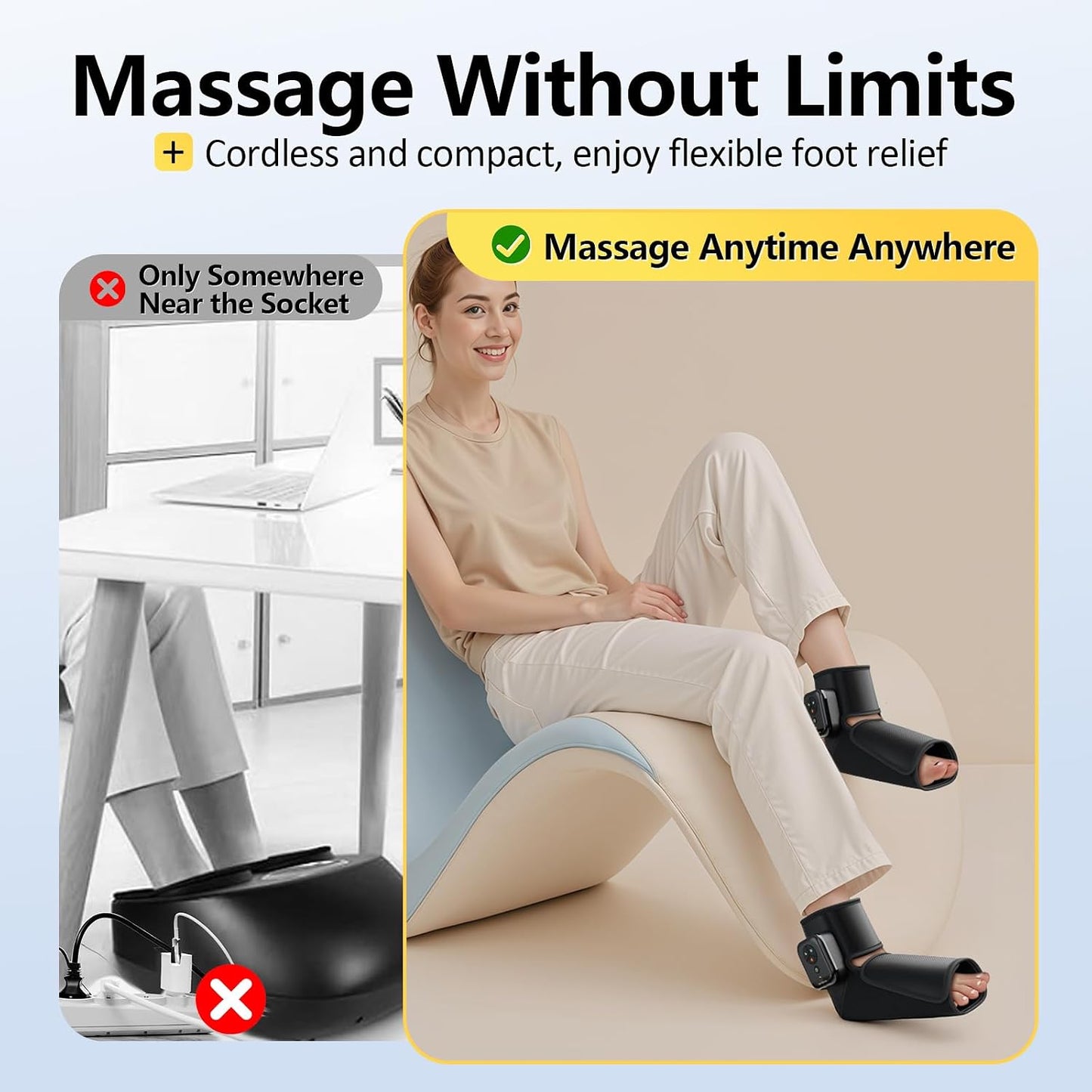 Comfytemp Portable Air Compression Foot Massager with Heat, Fathers Day Dad Gift for Men, FSA Eligible HSA, Cordless Ankle Compression Boot for Circulation and Pain Relief (1 Pack, Fits Size 6 to 10)