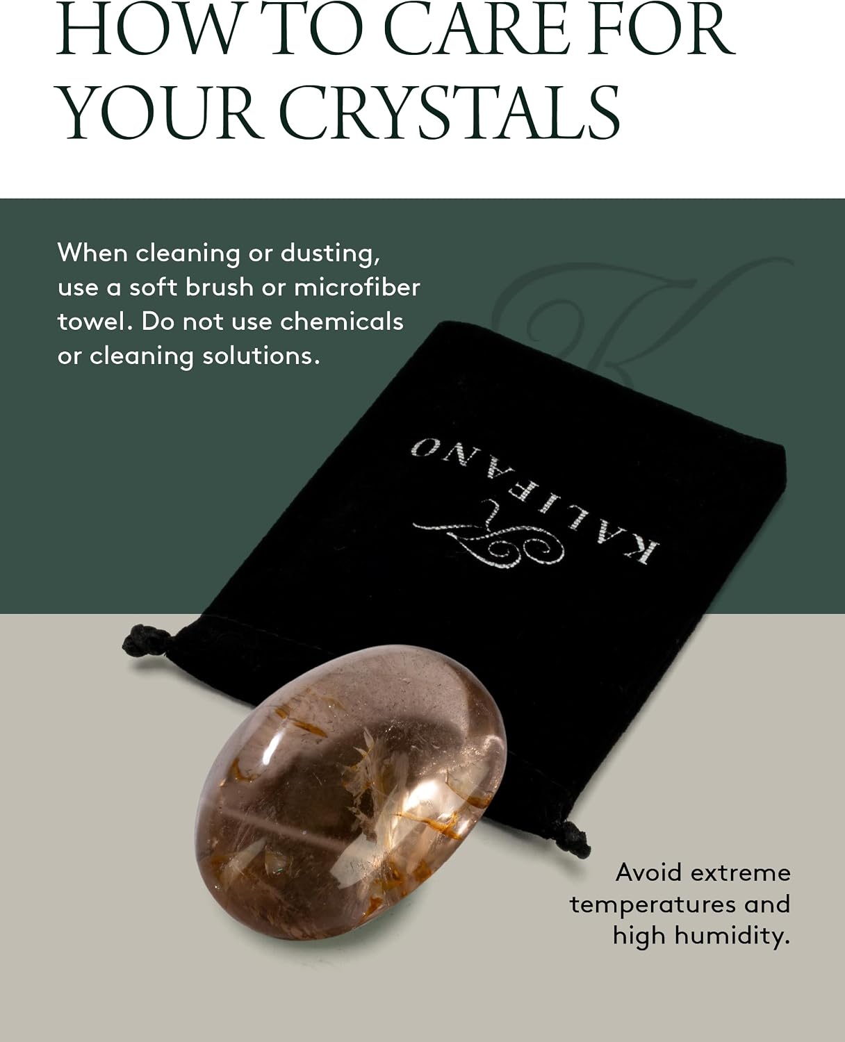 KALIFANO Palm Stone with Healing & Calming Effects - AAA+ Grade High Energy Worry Stone with Information Card - Reiki Crystal Used for Courage (Family Owned and Operated)