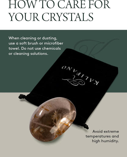 KALIFANO Palm Stone with Healing & Calming Effects - AAA+ Grade High Energy Worry Stone with Information Card - Reiki Crystal Used for Courage (Family Owned and Operated)