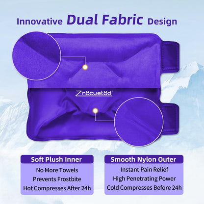 ZNÖCUETÖD Enhanced Knee Ice Pack Wrap 2 Pack for Pain Relief, Large Gel Ice Pack for Knee Leg Injuries Reusable with Cold Compression for Tendonitis, Arthritis, Swelling, Bruises, Surgery Recovery