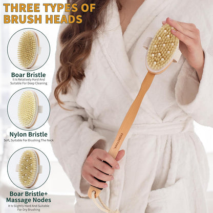 DEBETOOL Dry Brush Set with 3 Replacement Heads for Body & Face