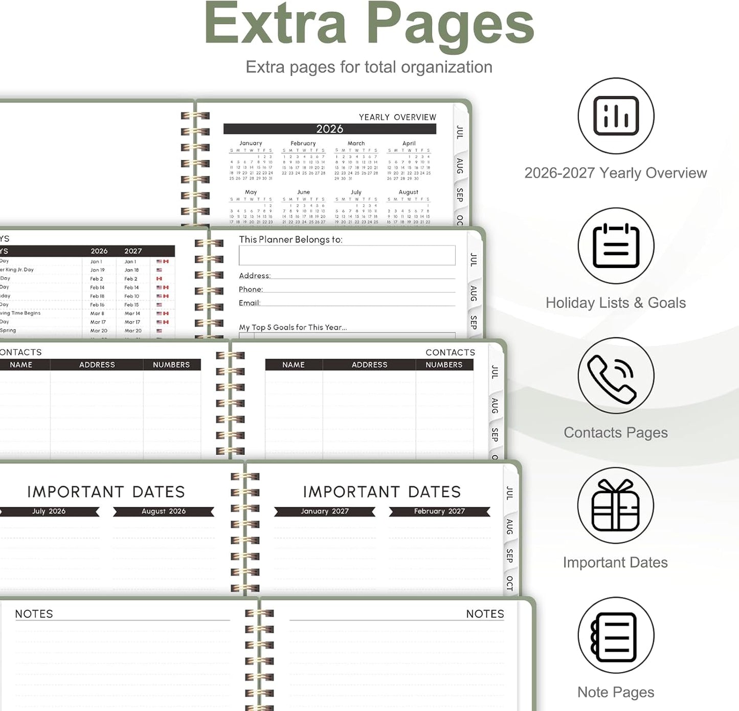 Planner 2026-2027, Weekly and Monthly Calendar Planner, JUL 2026 - JUN 2027 | Academic Year, Daily Agenda Book, A5(6.3'' x 8.5''), Sprial Bound, Inner Pocket, Office School Use