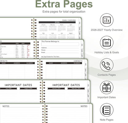 Planner 2026-2027, Weekly and Monthly Calendar Planner, JUL 2026 - JUN 2027 | Academic Year, Daily Agenda Book, A5(6.3'' x 8.5''), Sprial Bound, Inner Pocket, Office School Use