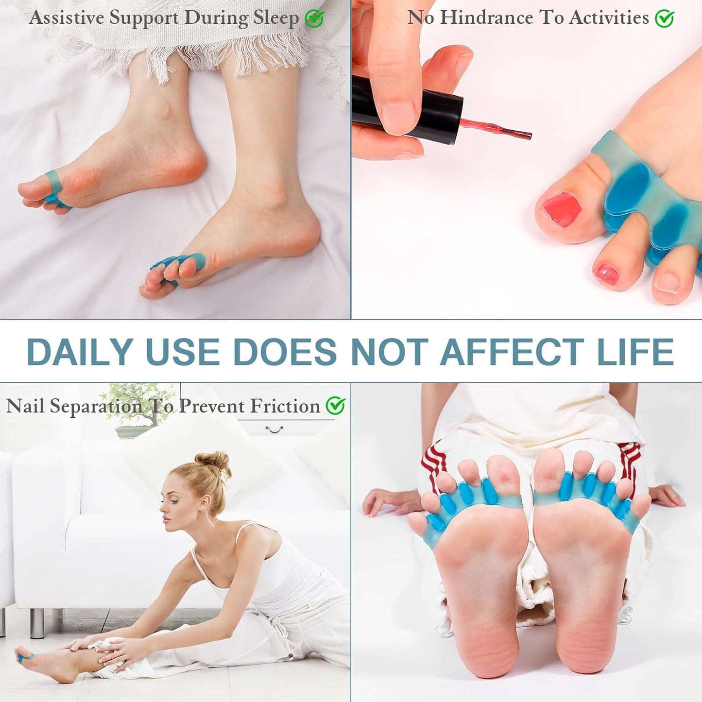2PCS Toe Spacers for Women and Men, Toe Separators for Pedicure, Bunion Corrector, Hammer Toe Straightener, Plantar Fasciitis, Toe Spreaders for Foot Pain Relief and Foot Health. (2, Black)