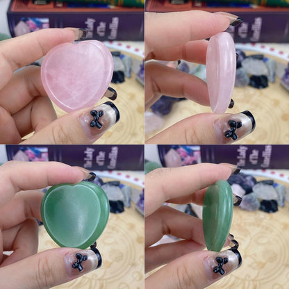 YATOJUZI Thumb Worry Stones for Anxiety Stress Relief Items Healing Crystals Natural Amethyst Rose Quartz Crystal Palm Pocket Stone Gemstones Meditation Reiki Spiritual Gifts for Women Men 2PCS