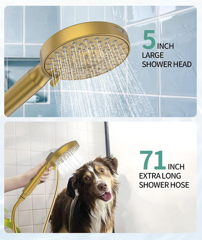 SR SUN RISE Filtered Shower Head with Handheld High Pressure 9 Spray Mode Showerhead Detachable Shower Head Water Softener Filters Beads for Hard Water Remove Chlorine 1 Filter Chrome