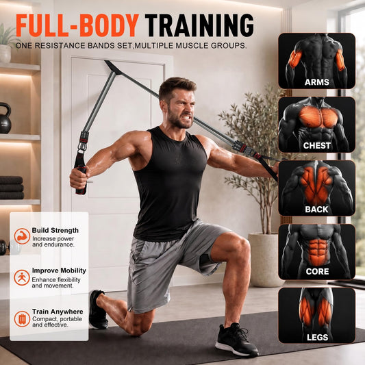 HPYGN Resistance Bands with Handles, 150 lb Exercise Bands for Home Workout