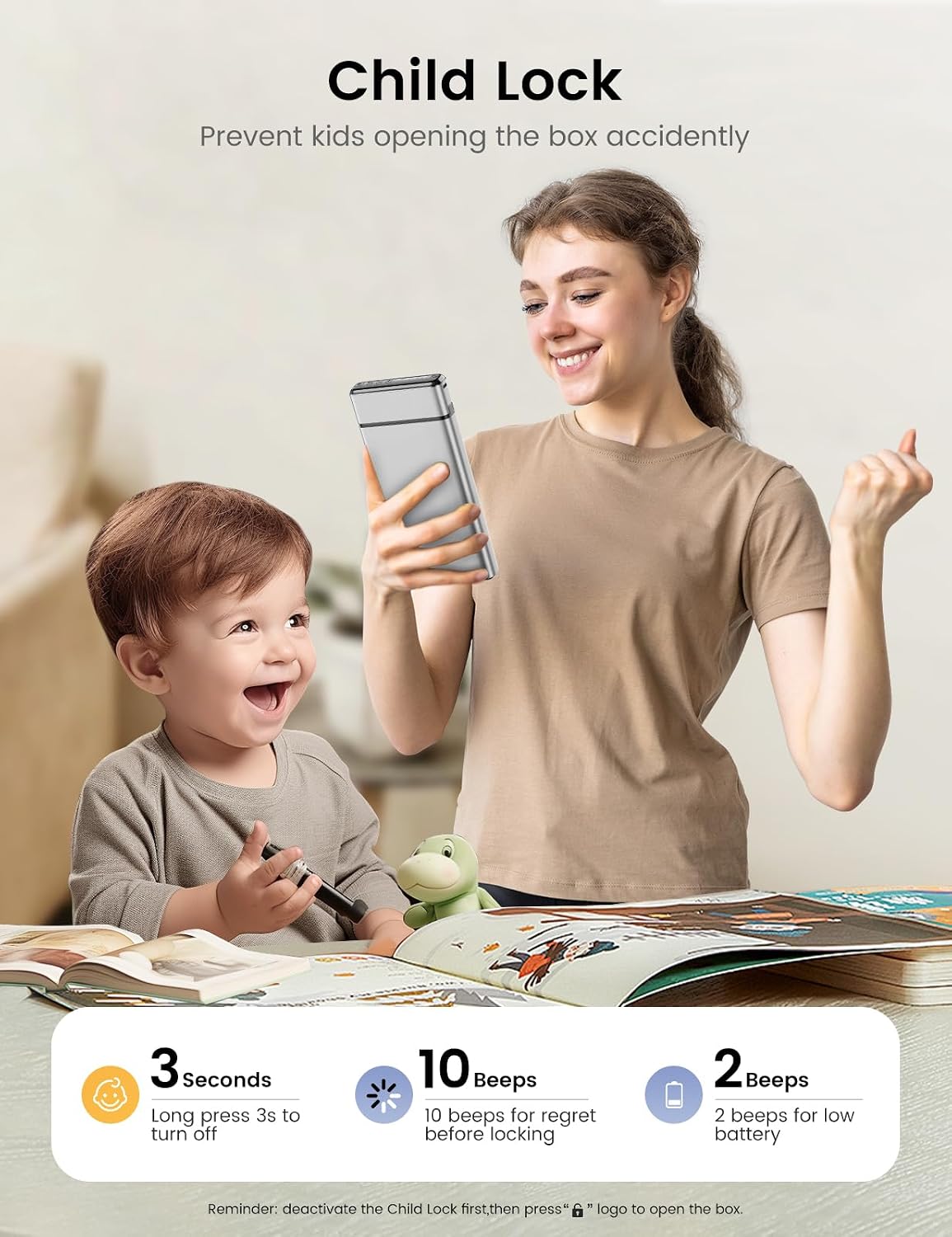 Vaydeer Metal Phone Lock Box with Timer, Cell Phone Lock Box for Focus and Screen Time Control, Timed Phone Locker to Reduce Screen Stress, Silver Self Control Box for Kids Students Adults