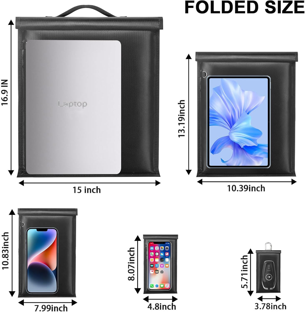 Military Grade Faraday Bags for Phones & Car Keys, Anti-Tracking Anti-Theft Signal Blocking Pouch, Faraday Key Fob Protector