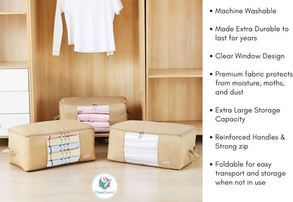 Comforter Storage Bag - Folding Organizer bag for King/Queen Comforters, Pillows, Blankets, Bedding/Quilt, Blanket, Duvet, Mothproof Space Saver; Large Collapsible Organizers, 24"x14"x11"