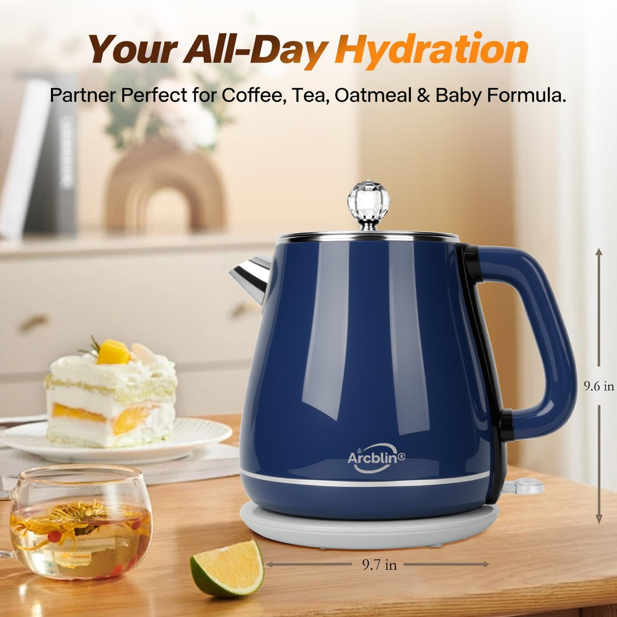 1.8L Electric Kettle, Tea Kettle with Fast Boil 1350W, Pearl White