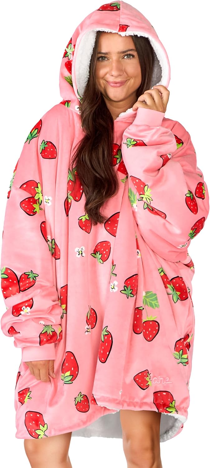 Bare Home Wearable Blanket Hoodie - Soft Plush Sherpa - Warm and Cozy - Oversized Wearable Blanket