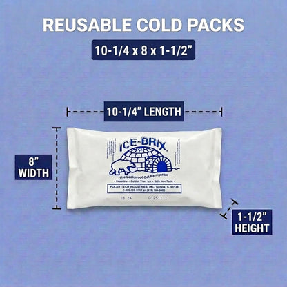 ICE-BRIX Reusable Gel Ice Packs for Shipping, 5 x 2.75 x 0.75 in, 3 oz White (96 Pack) - Compact Cold Packs for GLP-1 Medication Mailers, Lunch Boxes, Small Coolers, Frozen Food & Perishables