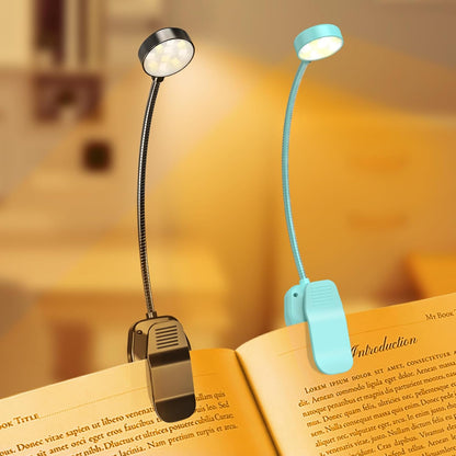 KTEBO 2 Pack Rechargeable Book Light Clip-On Reading Light for Books in Bed | 9 eye-friendly modes from 3 color temperatures and 3 brightness, USB-C up to 30 hrs - Black & Black