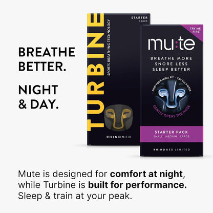 Mute Nasal Dilator Snoring Solution | Starter Pack 3 Sizes | Snore Less & Sleep Better | Nasal Strip Alternative | Comfortable Breathing Aids for Better Sleep & Improved Airflow