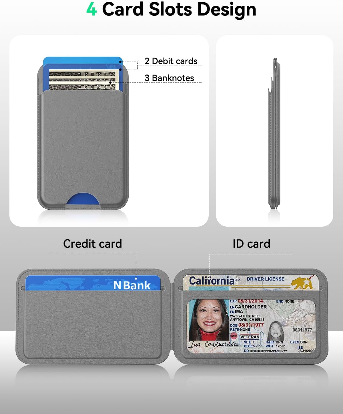 TWZKG for MagSafe Wallet, Works with Apple Find My,5 Card Holder with Stand