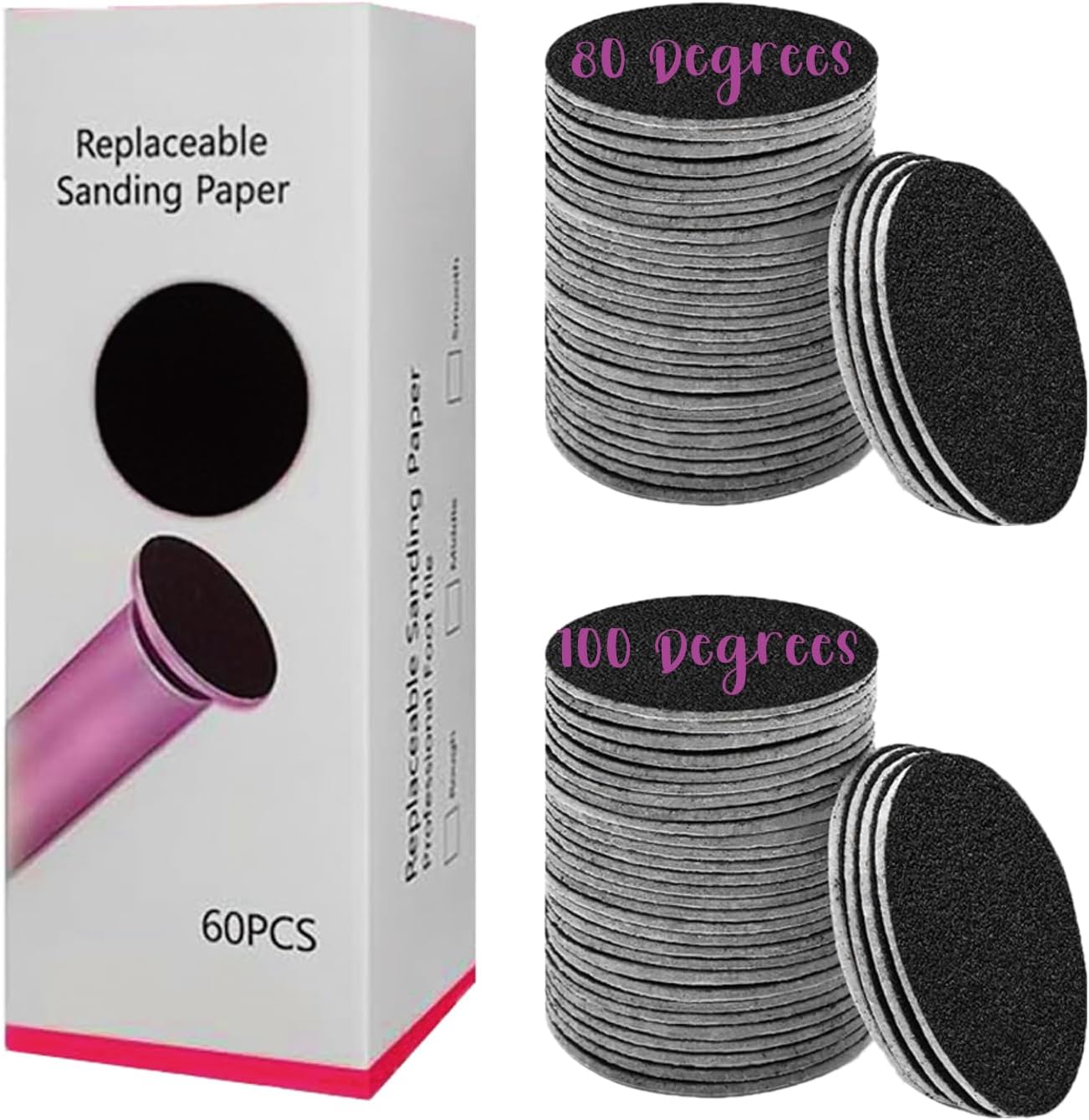 Electric Foot File Tool - Callus Remover for Feet, Professional Pedicure Machine with 60pcs Sandpaper Discs, Adjustable Speed Foot Files for Deadskin, Dry and Cracked Feet