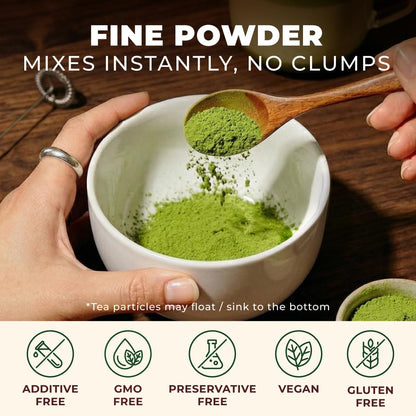 Matcha Latte Powder 0.55 LB (25 Servings) - Pure Dried Superfood, Easy Mix, Sugar Free - Antioxidant Rich for Smoothies, Baking & Drinks - Non-GMO Gluten-Free | Gya Tea Co