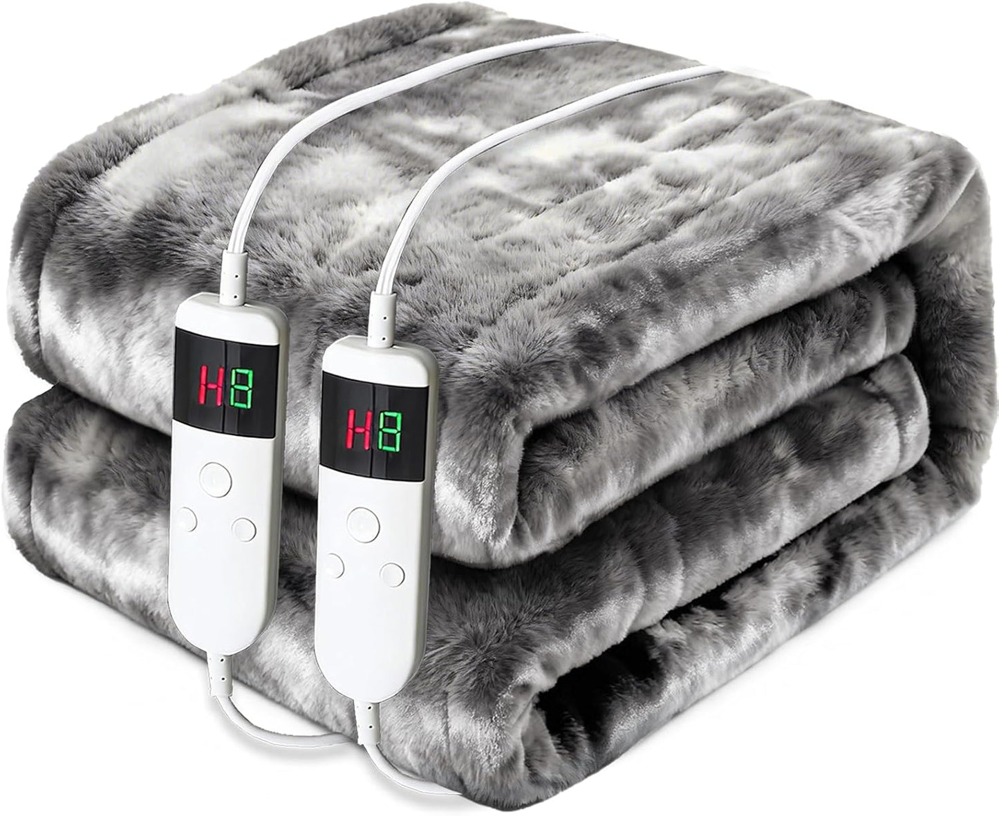 Heated Electric Blanket Throw 50''x60'' - Fast Tie-Dye Heating Blanket, Washable Heat Blanket 10 Heating Settings, 8h Timer Auto Off & Heated Protection, Soft Flannel & Sherpa Material