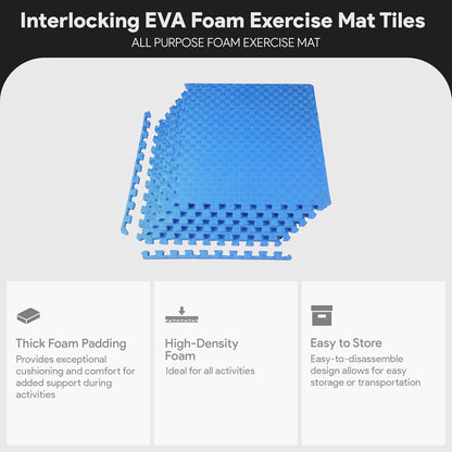 BalanceFrom Puzzle Exercise Mat 1/2" Thick, EVA Interlocking Foam Floor | Tiles for Home Gym, Mat for Home Workout Equipment, Floor Padding for Kids, Black, 24 in x 24 in x 1/2 in, 144 Sq Ft-36 Tiles