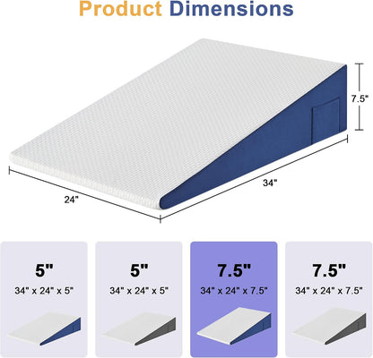 Yojoker Wedge Pillow for Sleeping - 12 Inch Bed Wedge for Headboard Triangle Pillow, Memory Foam Wedges for Acid Reflux, GERD, Snoring, Post Surgery Back Pain Relief, Leg Elevation, Washable Cover