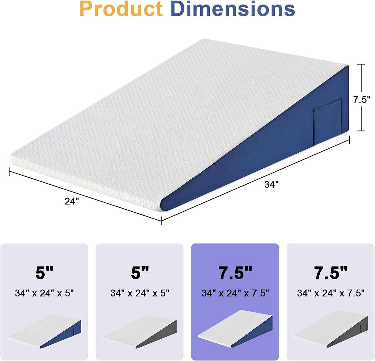 Yojoker Extra-Long Wedge Pillow, 34" Bed Incline Cushion for Sleeping, Back & Arm Support, After Surgery, Acid Reflux, Snoring Relief, Foam Triangle Pillow