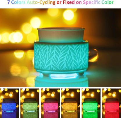 EQUSUPRO Wax Melt Warmer for Scented Wax Melts 3-in-1 Electric Ceramic Candle Wax Warmer Burner Fragrance Wax Melter for Home Office Bedroom Gift & Decor (Leaf)