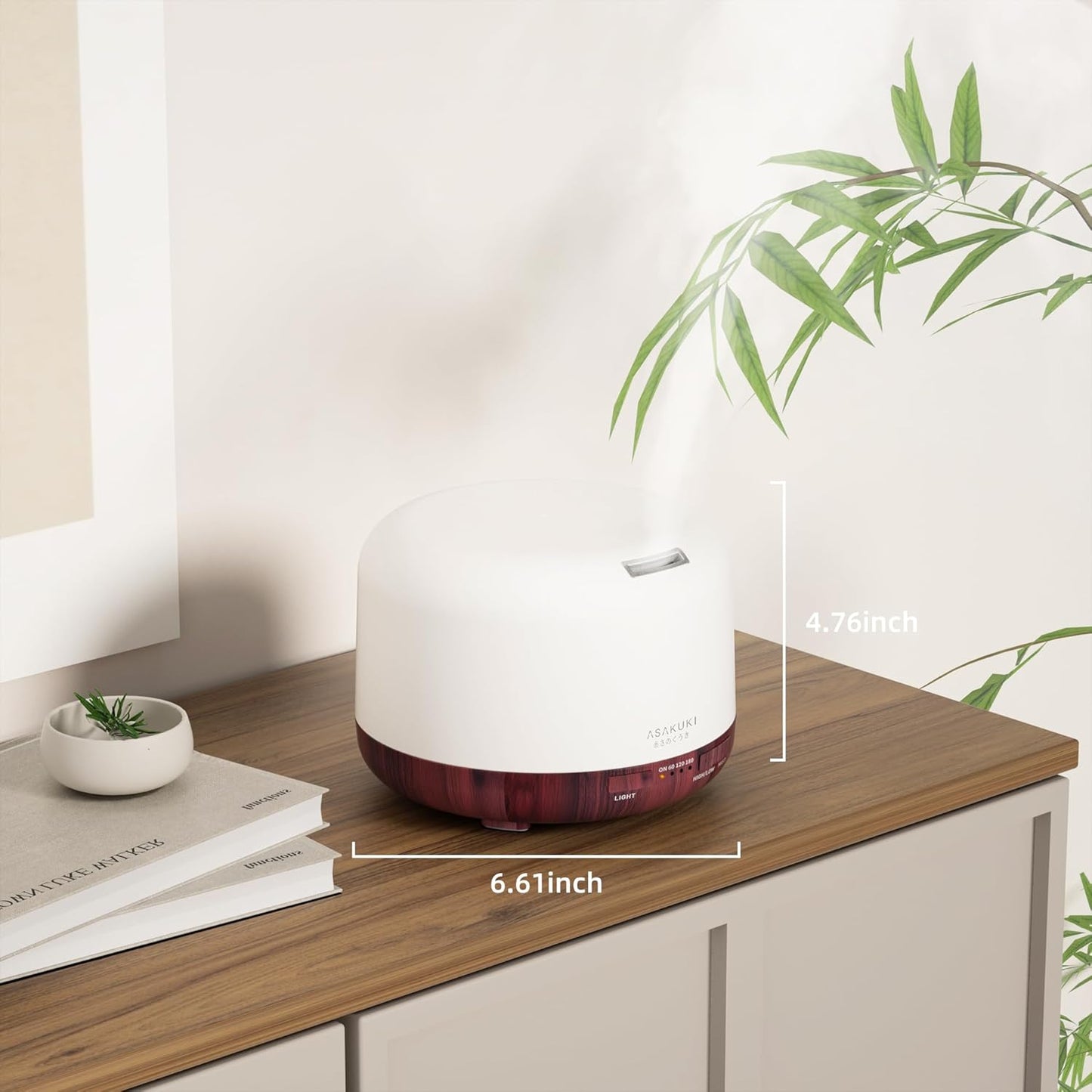 ASAKUKI Essential Oil Diffuser for Home, 500ML Aromatherapy Diffuser Humidifier with Remote Control, 7 Color LED Lights, Quiet Cool Mist Diffuser for Bedroom, Living Room, Office (White)