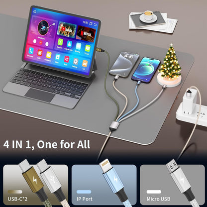 4 in 1 Multi Charging Cable, 5FT Charging Cords for Multiple Devices