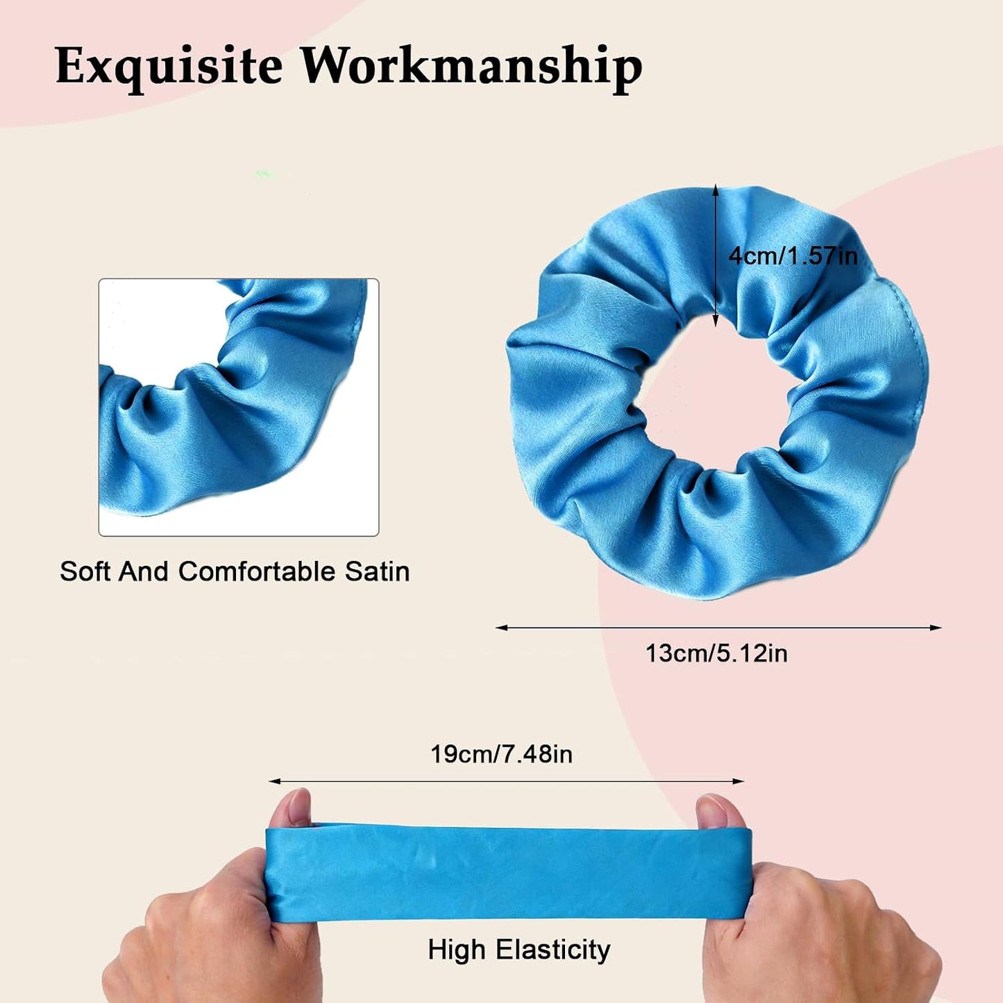 Satin Scrunchies for Women – 8PCS Blush & Brown Silk Hair Ties Set – No Crease, Frizz-Free, Gentle Elastic Hair Bands, Soft & Stylish Everyday Hair Accessories Gifts