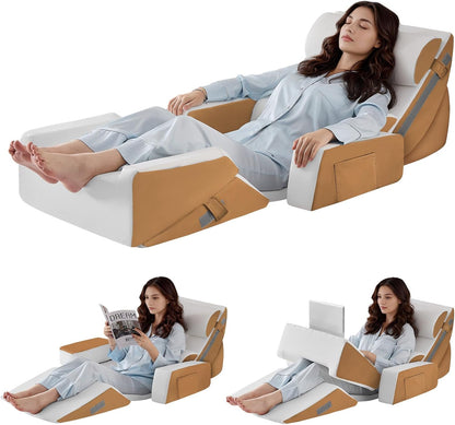 Yojoker 4PCS Orthopedic Bed Wedge Pillow Set for Sleeping, Post Surgery Foam Pillow for Body, Back and Leg Pain Relief, Triangle Adjustable Support Pillow - Acid Reflux, Anti Snoring & GERD Sleeping