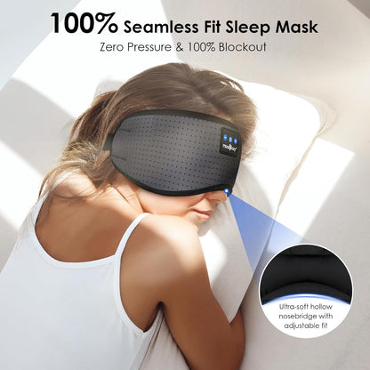 MUSICOZY Sleep Headphones Bluetooth 5.4 Headband Sleeping Eye Mask for Mom Women Men Wireless Music Earbuds Earphones for Side Sleepers Built-in HD Speakers Cool Gadgets Unique Gifts