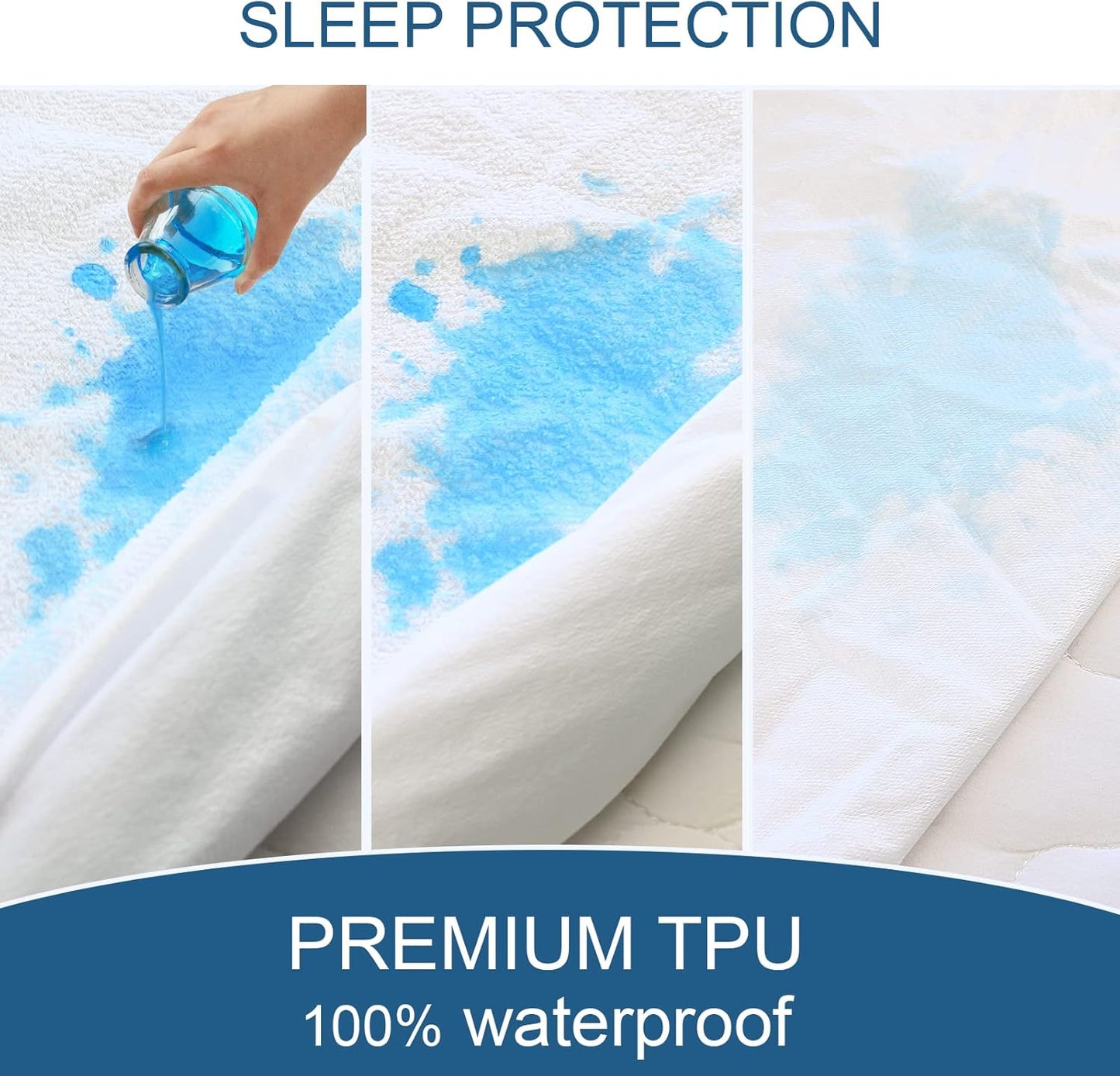 Queen Mattress Protector Waterproof Cover Absorbent Fitted Sheet up - 18'' Deep Pocket Mattress Cover Queen Size Bed Sheets, Terry Machine Wash Protection Mattress Protector