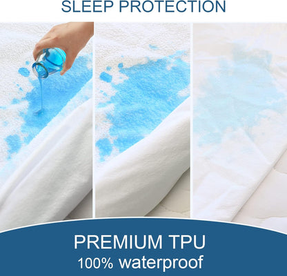 Queen Mattress Protector Waterproof Cover Absorbent Fitted Sheet up - 18'' Deep Pocket Mattress Cover Queen Size Bed Sheets, Terry Machine Wash Protection Mattress Protector