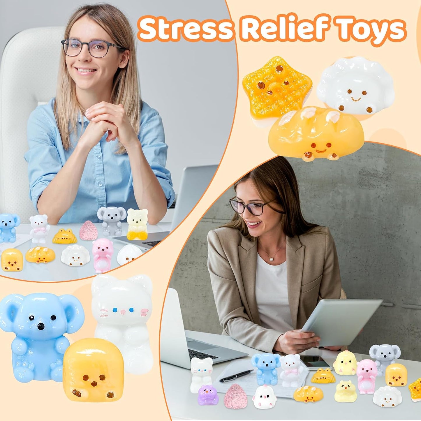 4 Pack Fidget Toys, Squishy Cube, Cube Squishy for Anxiety & Stress Relief for Adults, Slow Rise Sensory Stress Balls, Classroom Prizes