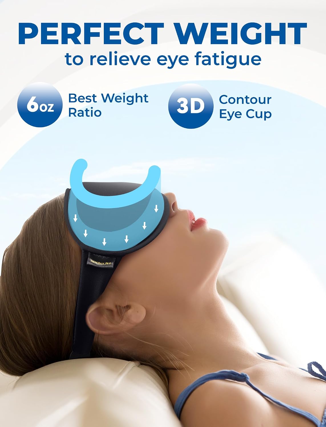 3D Weighted Cooling Gel Eye Mask for Sleeping, FSA Eligible Items HSA, 6oz Gel-Weighted Sleep Mask, 100% Blackout, Gentle Pressure & Cold Relief for Migraine, Ice Cold Mask for Travel Essentials