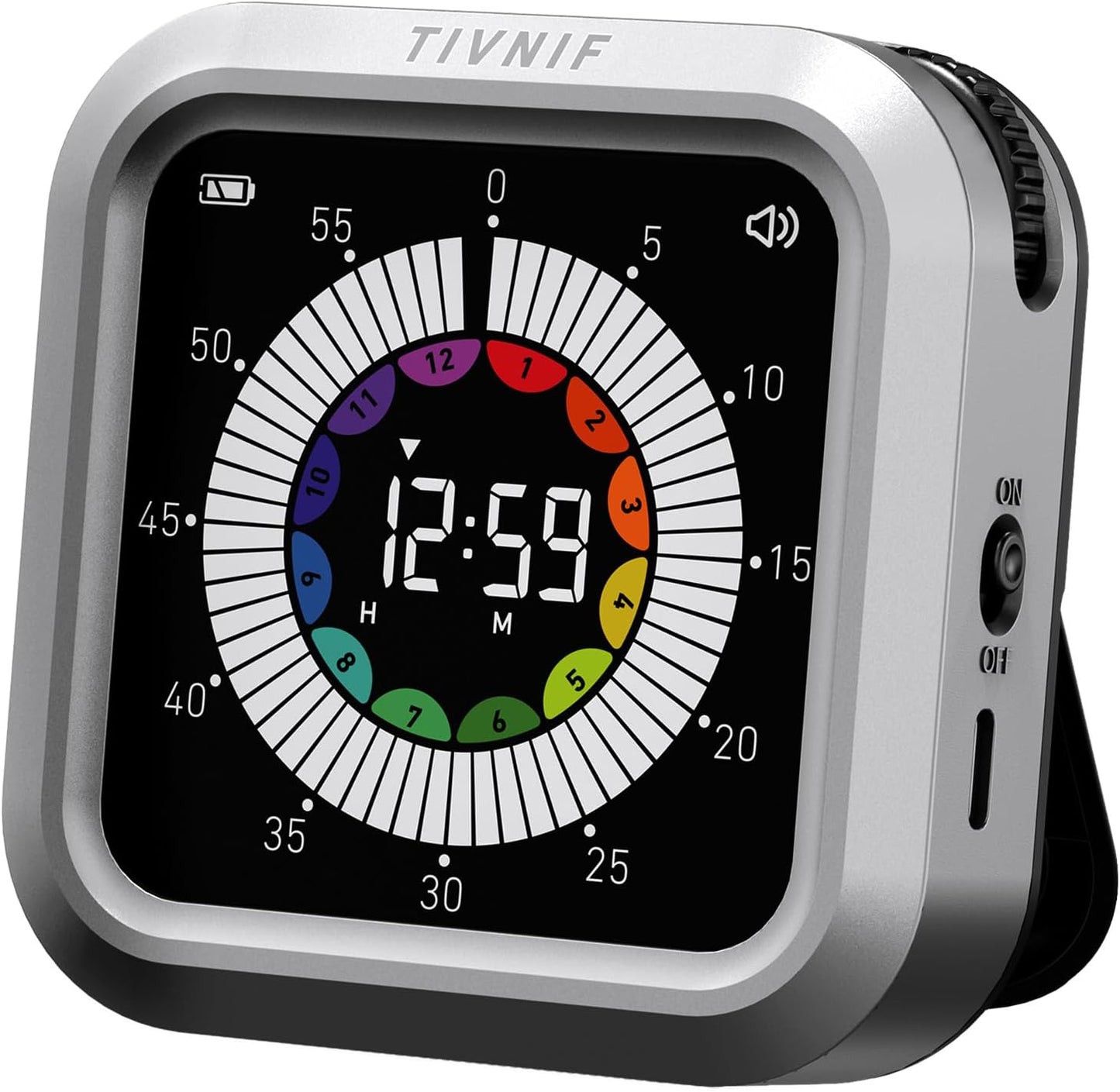 Visual Timer for Kids with Color Display Kitchen Timer 1500mAh Battery | Memory Function Scroll Wheel Control, Magnetic Back with Stand, Up to 12h59m Countdown, Kitchen, Study & Classroom