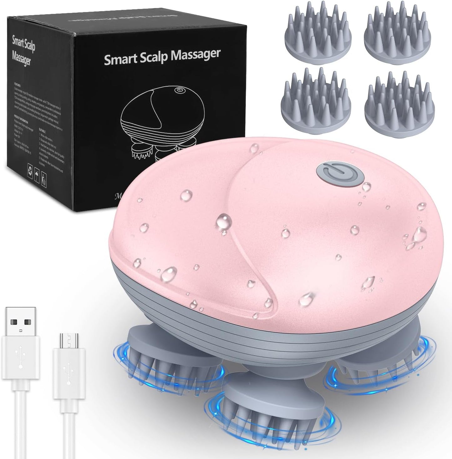 AMIR Upgraded Electric Scalp Massager, Portable Head Massager with Kneading 96 Massage Nodes, Handheld Head Scratcher Massager for Stress Relax and Pain Relief, Ideal Valentine‘s Day Gift for Her/Him