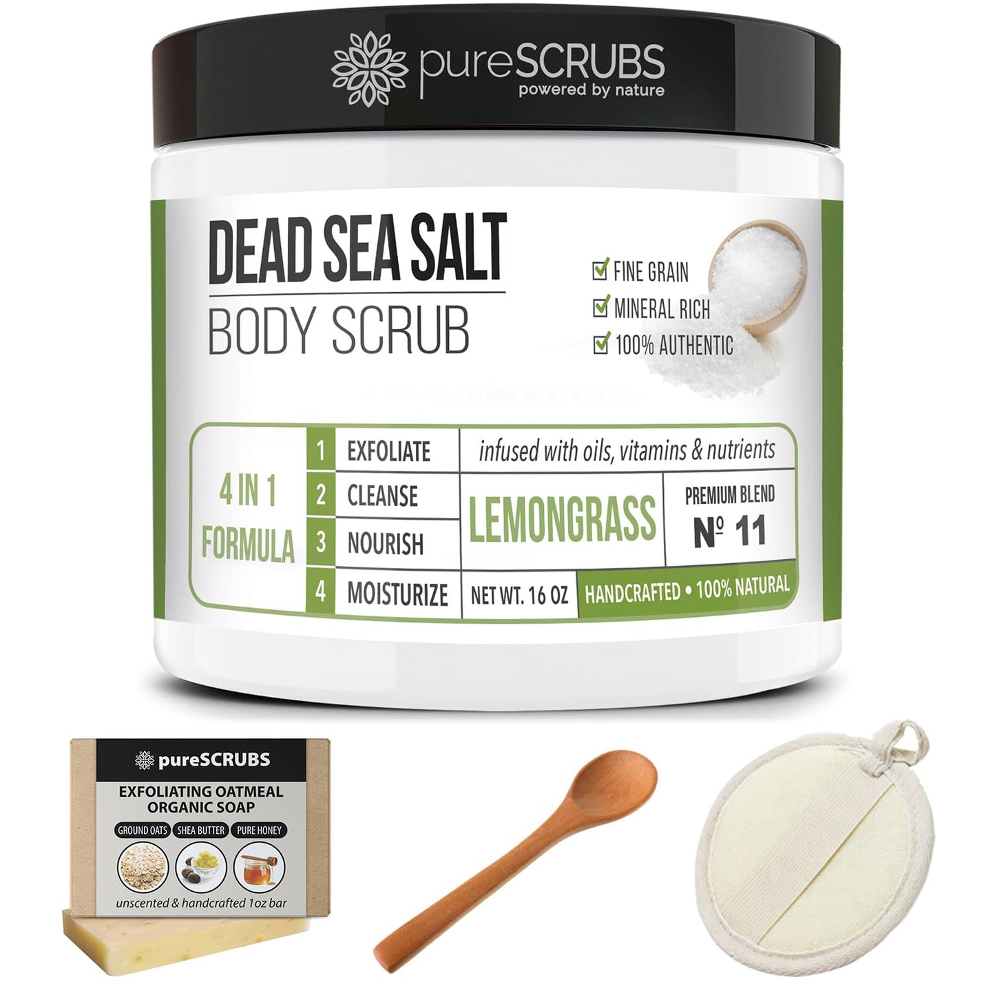 pureSCRUBS Premium Cucumber Body Scrub Set, Exfoliating Dead Sea Salt Scrub