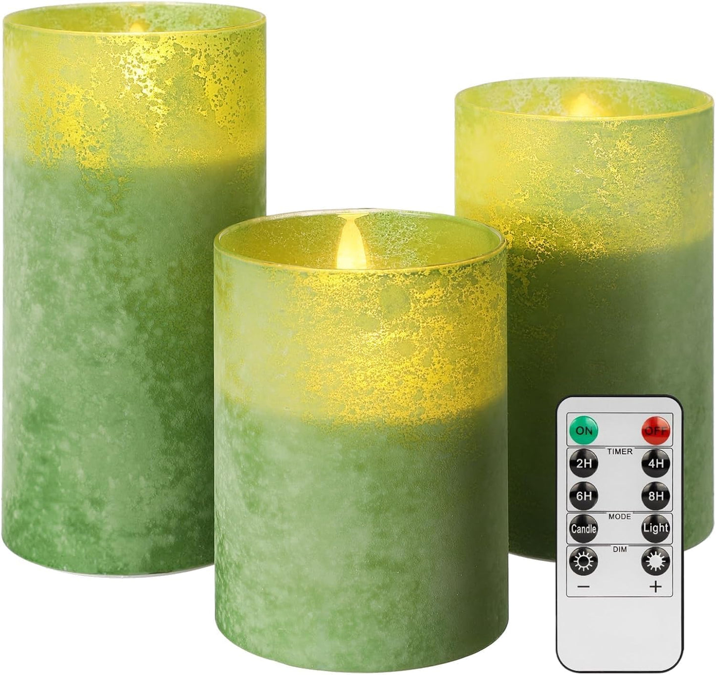 ANGELLOONG Flickering Flameless Candles, Realistic Battery Operated Candles with Remote and Timer, Set of 3 LED Candles for Fall Room Home Wedding Decor Centerpieces Table Party Christmas Decorations