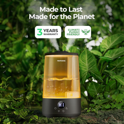 Homvana 3.6L Top-Fill Cool Mist Humidifiers for Bedroom, Large Room & Plants, 23dB Ultra-Quiet, Easy-to-Clean 2-in-1 Baby Humidifier & Oil Diffuser for Congestion Relief, Lasts Up to 4 Nights (Grey)