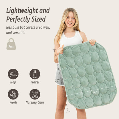Wemore Weighted Lap Blanket 7lbs for Adults, Small Weighted Blanket Throw for Travel, Soft Weighted Lap Pad for Relaxation, Calming, Napping and Sleeping, Machine Washable, Light Grey 29" x 24"