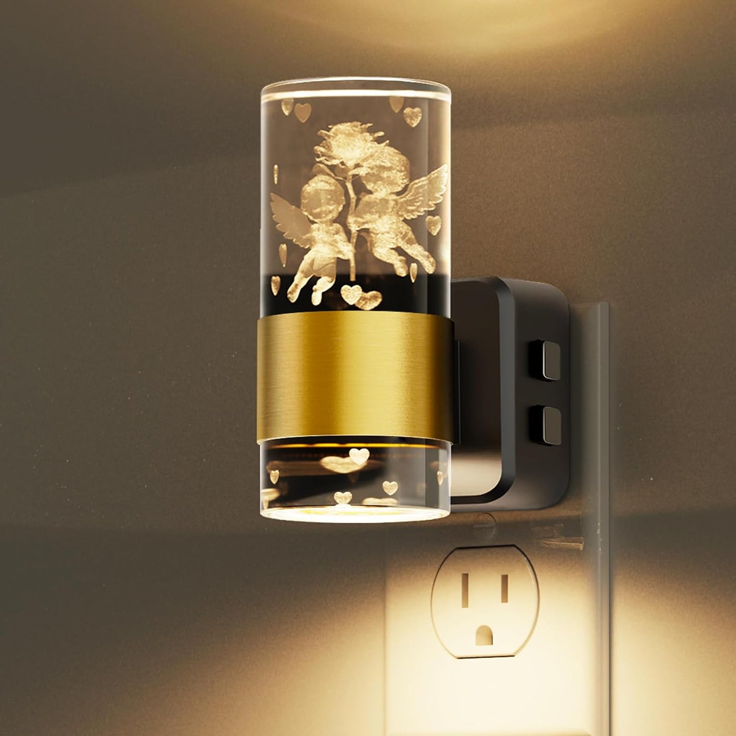 L LOHAS LED Night Light, Dimmable Night Lights Plug into Wall, Automatic Night Lights Plug in with Auto Light Sensor,Adjustable Brightness Amber LED Night Light, for Bedroom Hallway Home Decor